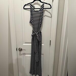 ePretty Black & White Striped Sleeveless Jumpsuit
